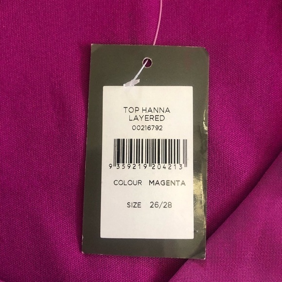 Avenue Studio Women’s Hanna Magenta V-Neckline Layered Top Plus Size 26/28 - Picture 7 of 15